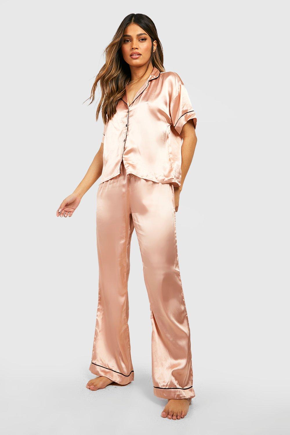 Women s Rose Gold Brides Squad Embroidered PJs Boohoo UK